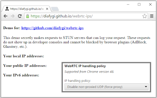 WebRTC Leak Prevent screenshot