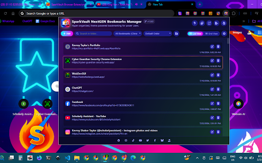 SparkVault NextGEN Bookmarks Manager screenshot