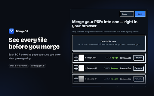 Merge PDF — Combine PDF Files | MergeFit screenshot
