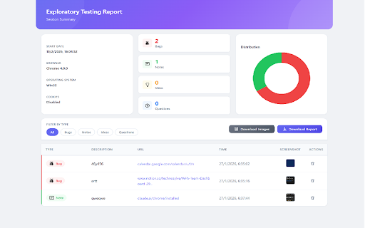 Exploratory Testing Extension screenshot