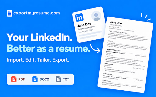ExportMyResume — LinkedIn Profile to PDF screenshot