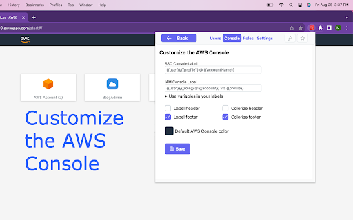 AWS SSO Extender screenshot