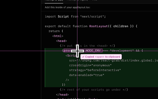 React Grab screenshot