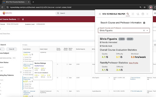 SCU Schedule Helper screenshot