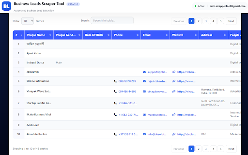 Business Leads Scraper Tool – Extract Leads from Social Search screenshot