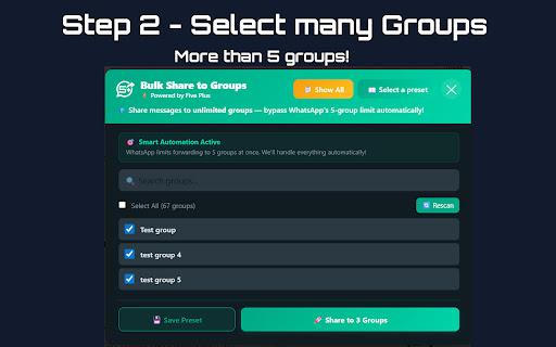 Forward to more than Five WhatsApp™ Groups | FivePlus for WhatsApp™ screenshot