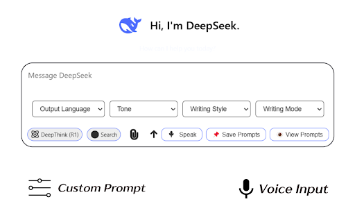 DeepSeek Pro - Custom Prompts | Chat Export, Voice | Themes & Folders screenshot