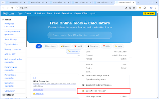 Cookie Manager screenshot
