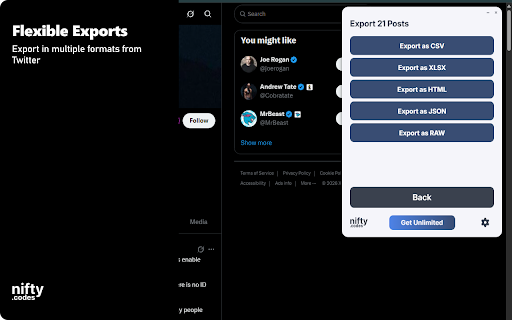 X-Post Scraper: Export Posts, Users, Trends & More screenshot
