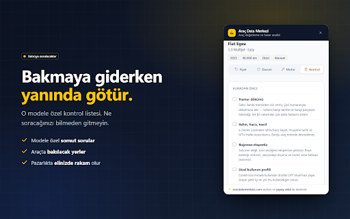 Araç Data Merkezi — Sahibinden Araç Değerleme ve Hasar Analizi screenshot