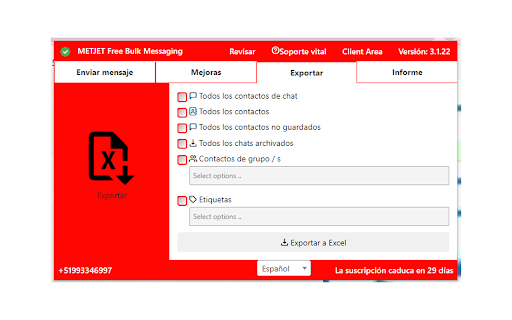 METJET Free Bulk Messaging screenshot