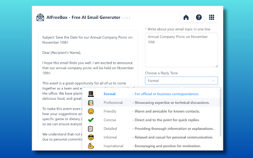Free AI Email Generator: AIFreeBox screenshot
