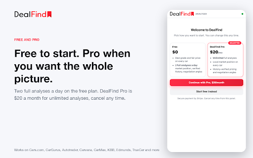 DealFind Car Price Analyzer screenshot