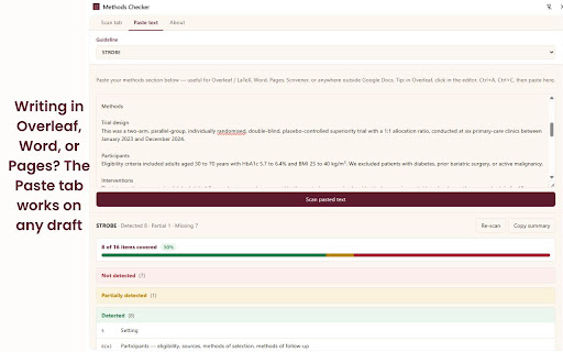 Methods Section Sanity Checker screenshot