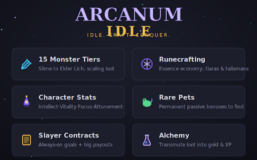 Arcanum Idle — Mage Sidebar RPG screenshot