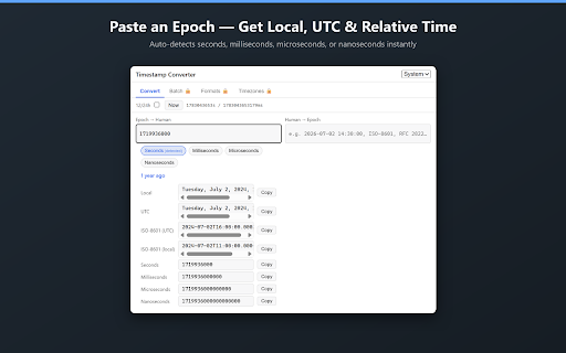 Timestamp Converter: Epoch & Human Dates screenshot
