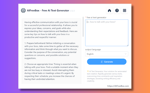 Free AI Text Generator: AIFreeBox screenshot
