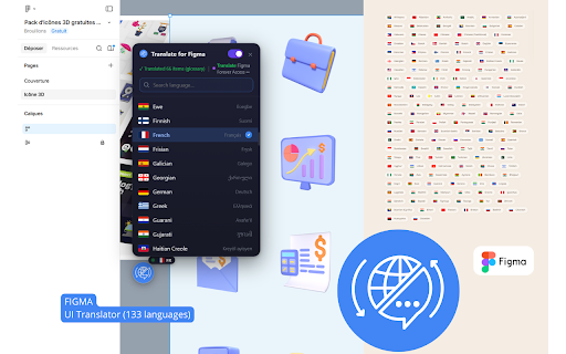 Figma: interface translator — English and 133 languages screenshot