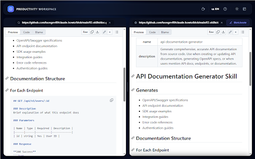 Split-Screen Workspace screenshot