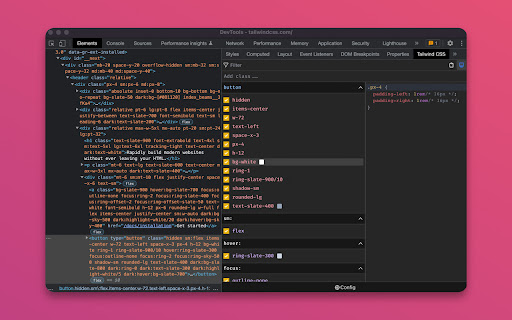 Tailwind CSS Devtools screenshot