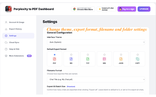 Perplexity Chat Exporter: Export Perplexity to PDF, Markdown, JSON screenshot