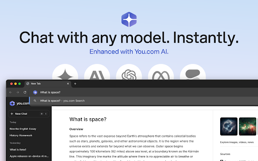 You.com: Default AI Search & Chat screenshot