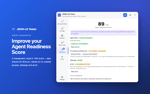 JSON-LD Tester – Structured Data & Agent Tools Inspector screenshot