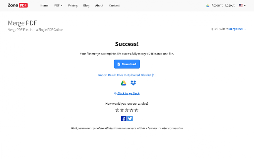 Merge PDF screenshot