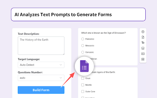 AI Google Form Builder screenshot