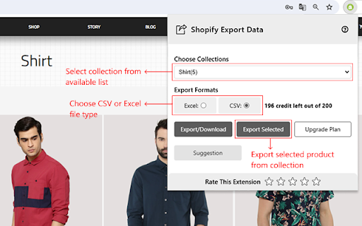 Shopify Export Data screenshot