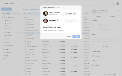 Passbolt - Open source password manager screenshot