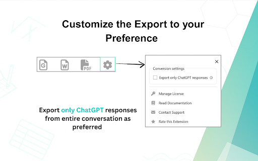 Convert ChatGPT to Google Doc, Microsoft Word, PDF screenshot