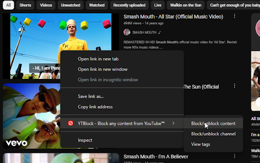 YTBlock - Block any content from YouTube™ screenshot