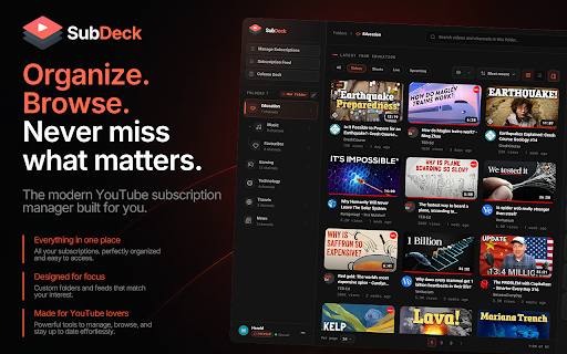 SubDeck: YouTube Subscription Manager screenshot