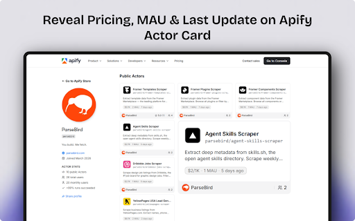 Apify Stats by ParseBird screenshot