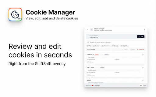 Cookie Editor screenshot