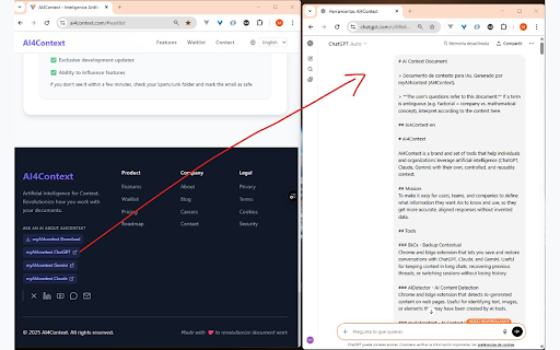 myAI4context - AI Context Document screenshot