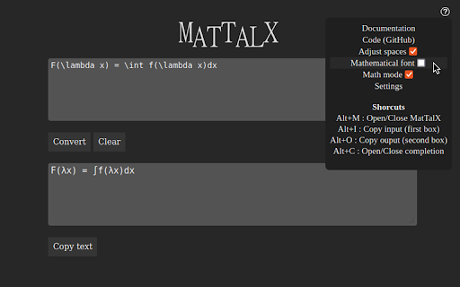 MatTalX - Write math symbols screenshot