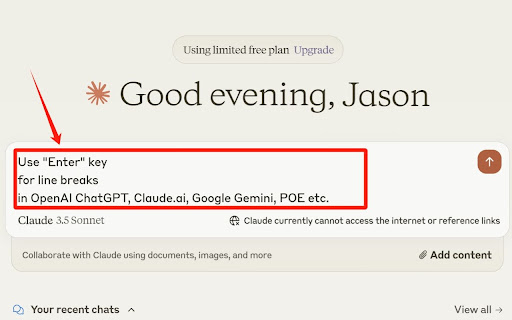 Enter Key Control for ChatGPT, Claude.ai, Google Gemini screenshot