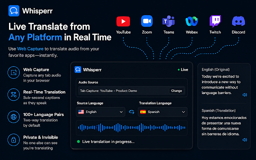 Whisperr - Live Voice Translator screenshot