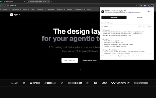 DESIGN.md Style Extractor - TypeUI screenshot
