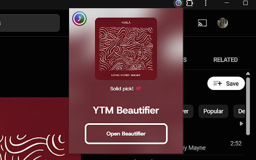 YouTube Music Beautifier screenshot