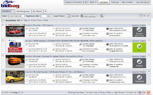 bidbag Remote - eBay sniper screenshot
