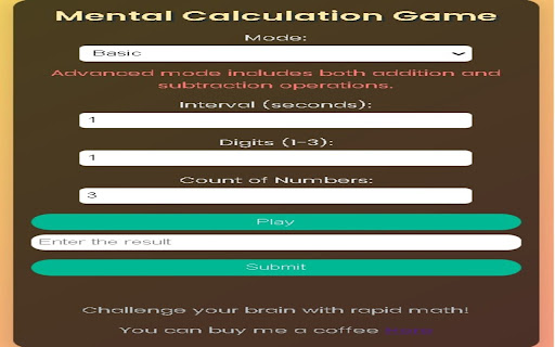 Mental Calculation Game screenshot