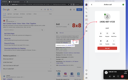 8x8 Web Dialer screenshot