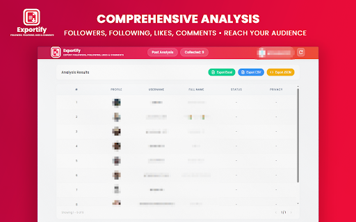 Exportify for Instagram - Export Followers, Following, Likes & Comments screenshot