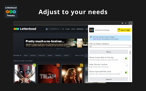 Letterboxd Tweaks screenshot