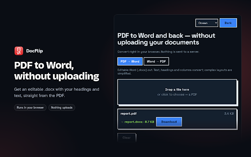 PDF to Word — Word to PDF | DocFlip screenshot