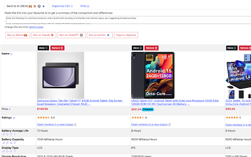 E-commerce Side-to-side to AI screenshot