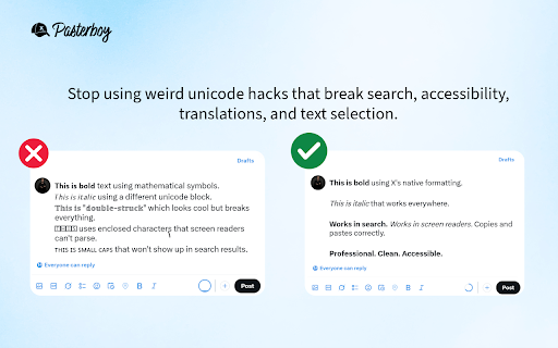 Pasterboy - Paste Formatted Text to X.com screenshot